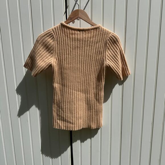 Baserange Simin Ribbed Merino Wool Sweater Tee Size Small NWT $125 Beige Rose - Picture 4 of 16